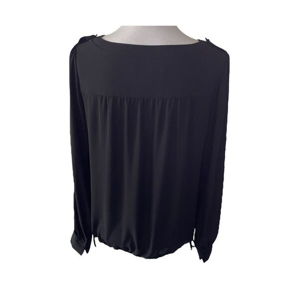 Loft Black Long Sleeve Blouse with Side Ties size Small - Picture 2 of 11